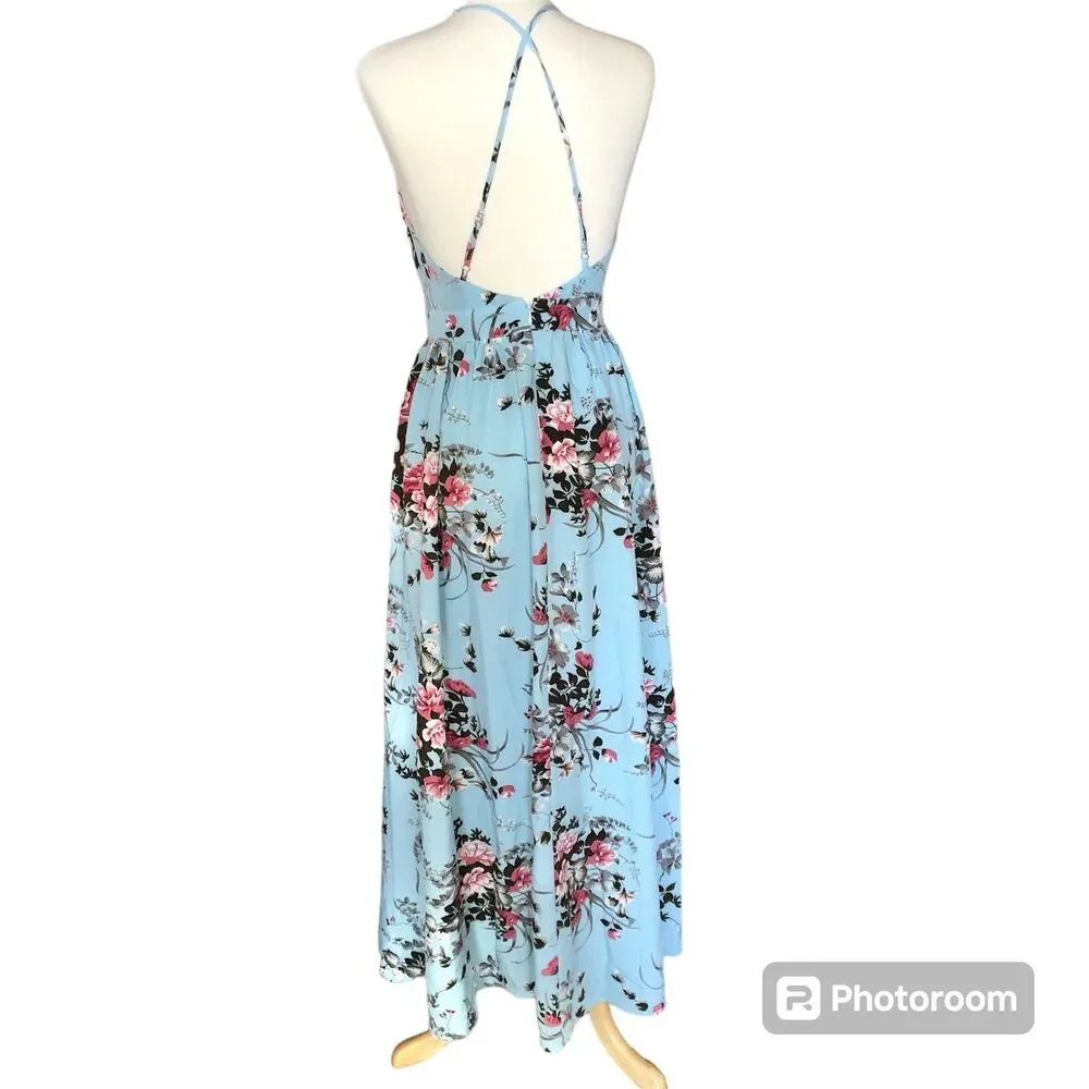 Cupshe boho crisscross Floral Maxi Dress for beach party summer size Small - Picture 5 of 12